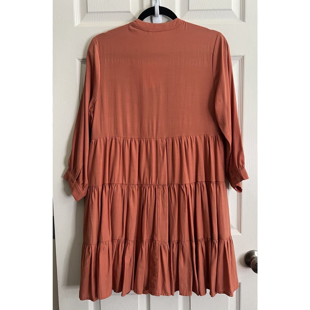 ENTRO Terracotta Blue Floral Embroidered Tiered Mini Dress - Picture 7 of 11